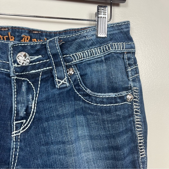 Rock Revival Jen Bootcut Jeans Size 27 Med Wash Embellished Low Rise - Picture 9 of 13